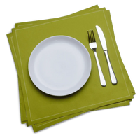 Luxury organic cotton pear green dinner napkins with white plate, fork and knife