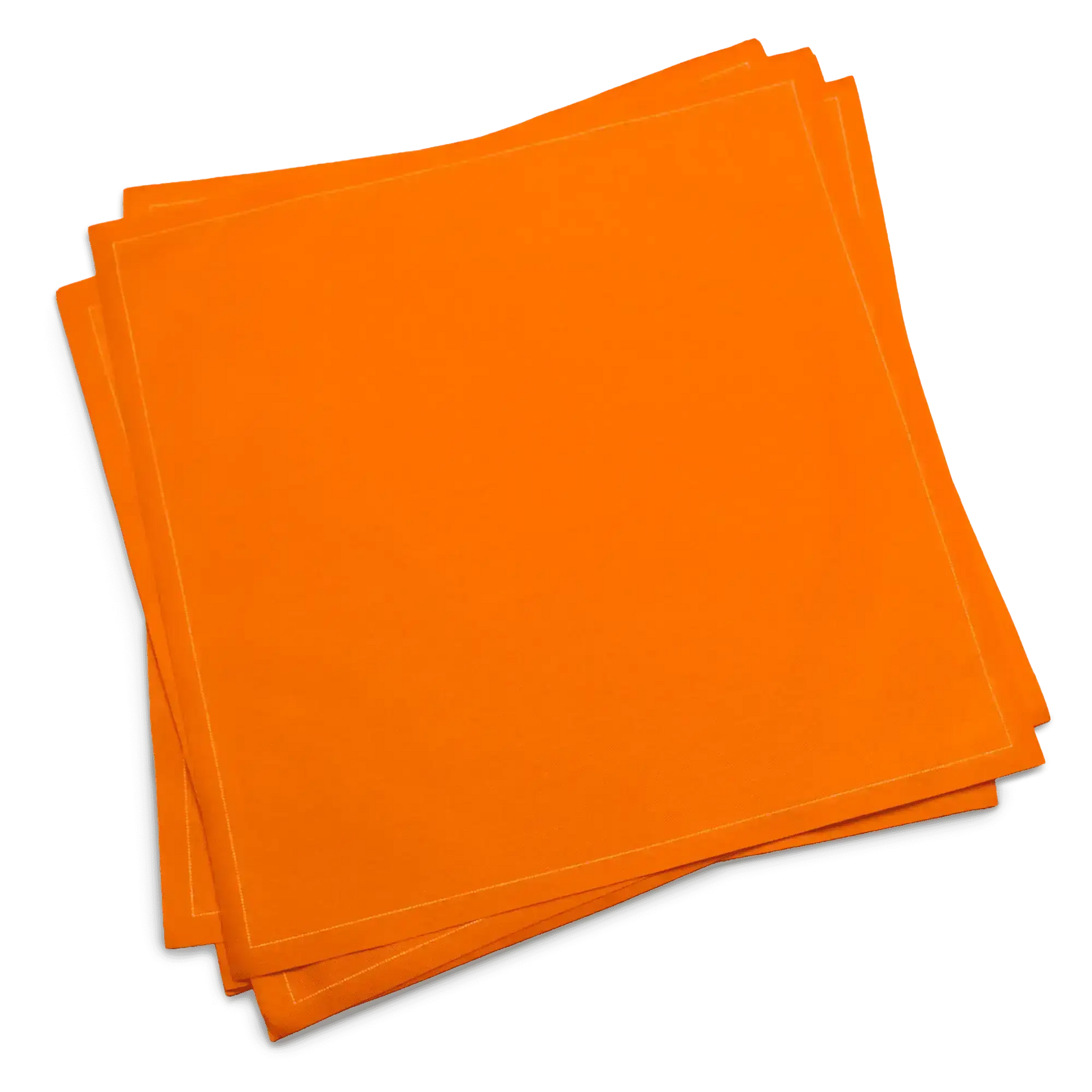 Stack of orange organic cotton dinner napkins from Five Star Napkins