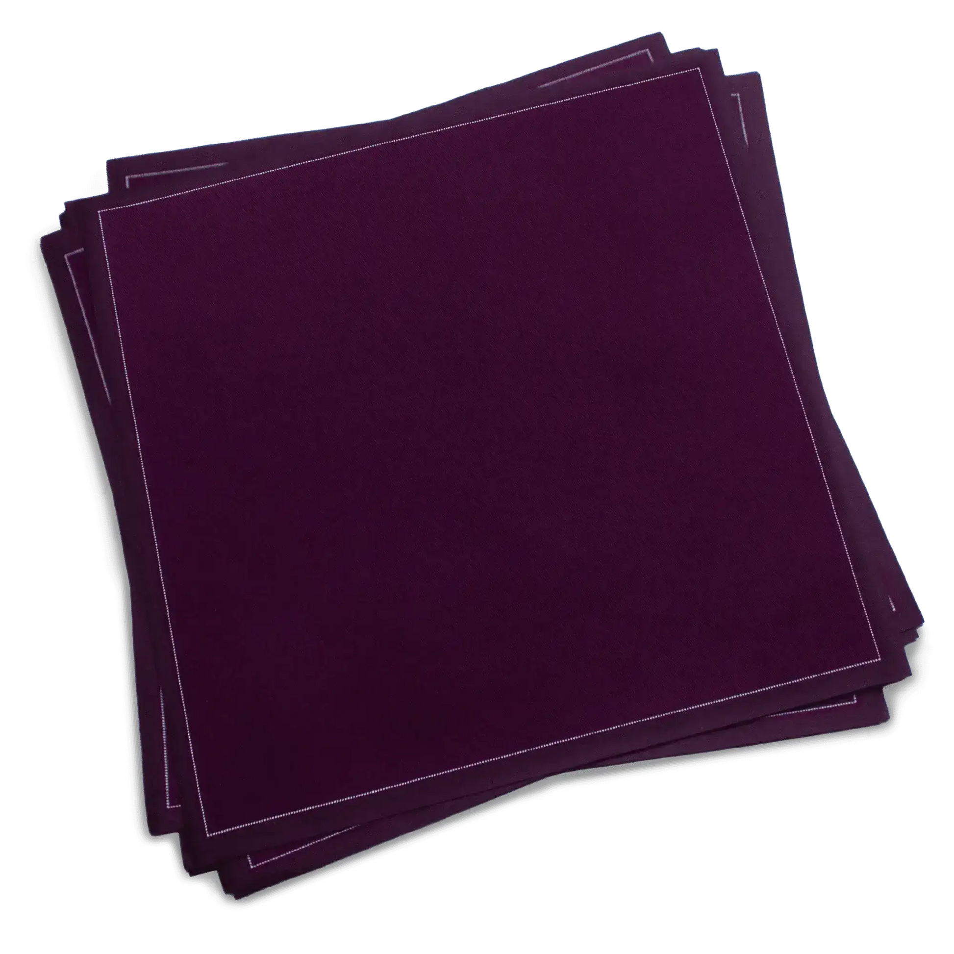 Stack of purple organic cotton dinner napkins from Five Star Napkins