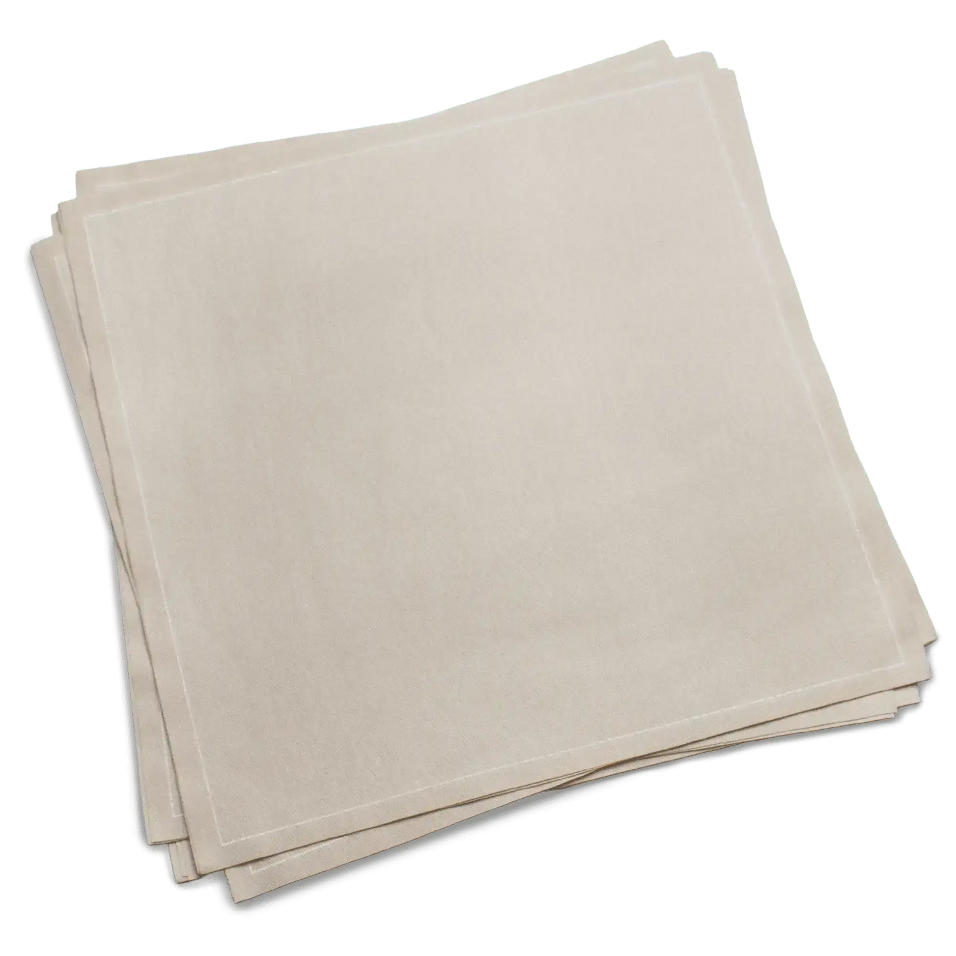 Stack of luxury sand-colored cotton dinner napkins from Five Star Napkins
