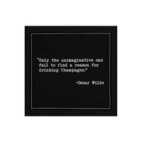 Organic cotton Anthracite Grey napkin featuring quote: 'Only the unimaginative can fail to find a reason for drinking Champagne.' - Oscar Wilde