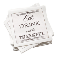 Luxury cocktail napkin stack with 'Eat Drink and be Thankful' text, Five Star Napkins