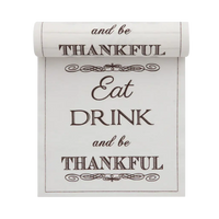 Luxury cotton placemat with 'Eat Drink and be Thankful' printed, Five Star Napkins.