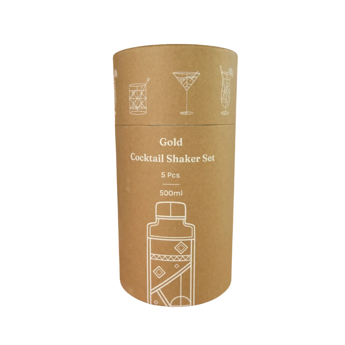 Kraft gift box for the Five Star Napkins Gold Cocktail Shaker Set, 5-piece, 500ml.