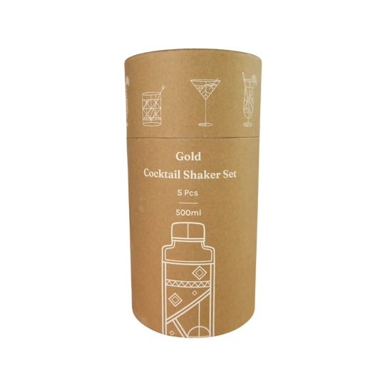 Kraft gift box for the Five Star Napkins Gold Cocktail Shaker Set, 5-piece, 500ml.