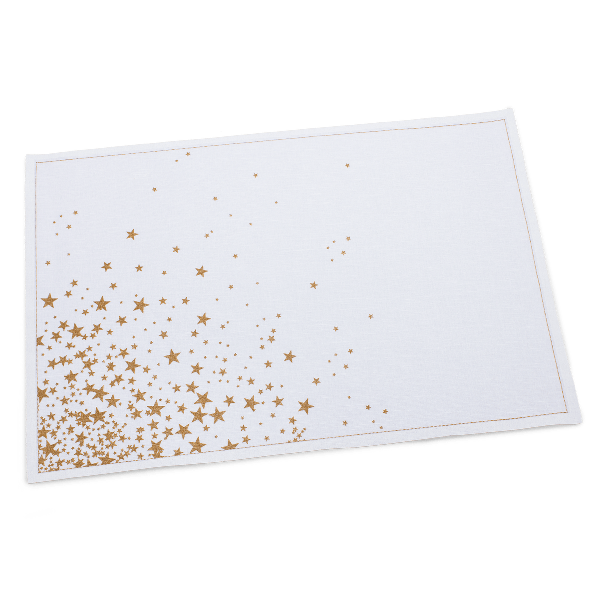 Luxury white placemat with gold star pattern, organic cotton, Five Star Napkins