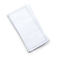 Stack of white organic cotton half-fold cocktail napkins, by Five Star Napkins.