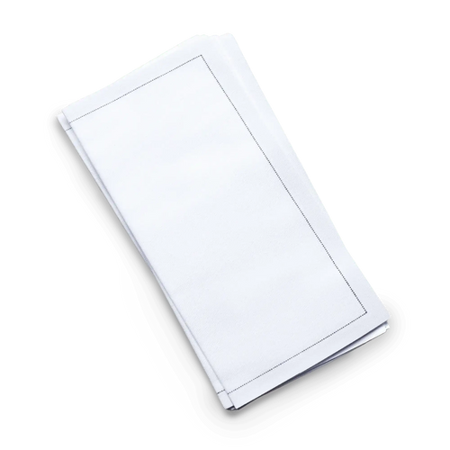 Stack of white organic cotton half-fold cocktail napkins, by Five Star Napkins.