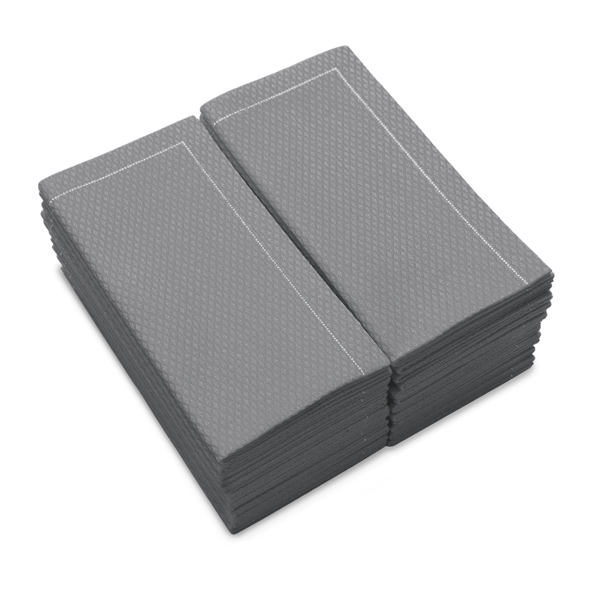 Stack of folded Anthracite Grey organic cotton napkins with textured pattern