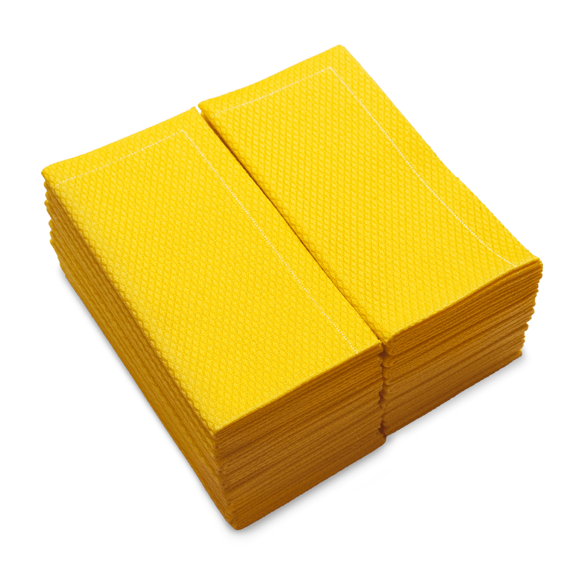 Stack of folded Citron organic cotton hand towels with textured pattern