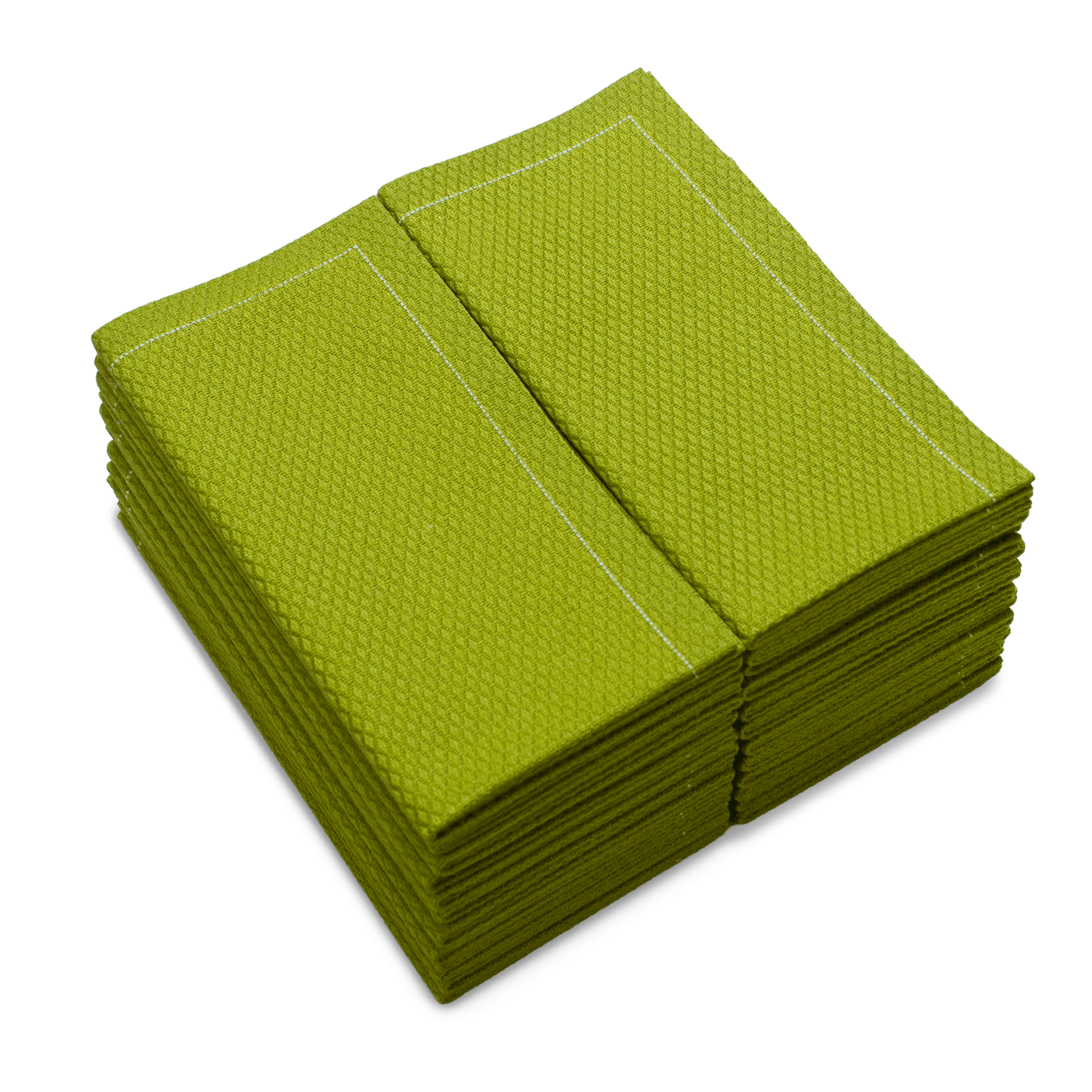 Stack of Pear organic cotton hand towels with visible textured weave and folded edges