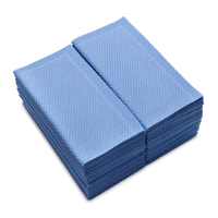 stack of SeaBlue organic cotton hand towels, rectangular folded, textured surface