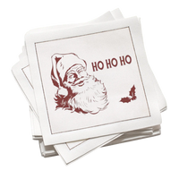 Luxury organic cotton cocktail napkins with Santa Claus and 'Ho Ho Ho' holiday print