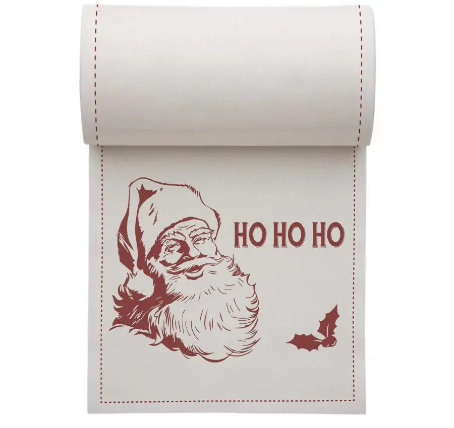 Organic cotton cocktail napkin in Toreador with Santa and printed quote 'HO HO HO'
