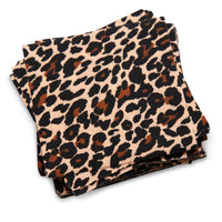 Cotton cocktail leopard print fabric on a white background