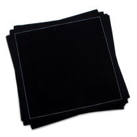 Stack of black organic cotton luncheon napkins, by Five Star Napkins.
