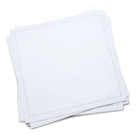 Stack of white organic cotton luncheon napkins with a stitched border, by Five Star Napkins.