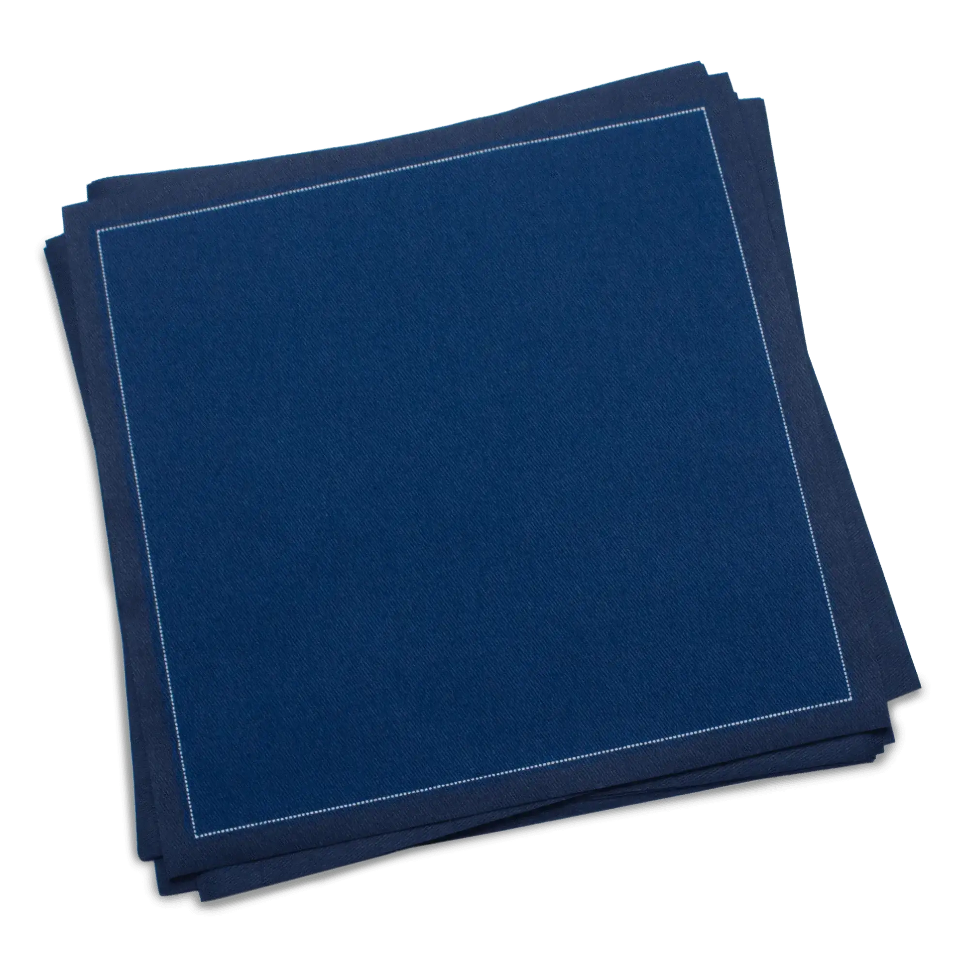 Stack of midnight blue organic cotton luncheon napkins, by Five Star Napkins.