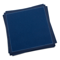 Stack of midnight blue organic cotton luncheon napkins, by Five Star Napkins.