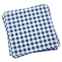 Luxury navy blue gingham cotton napkins stack, Five Star Napkins table linen