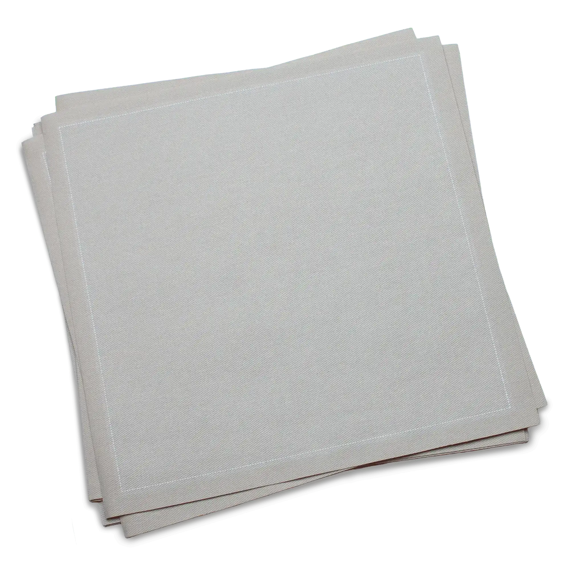 Stack of sand-colored organic cotton luncheon napkins, by Five Star Napkins.