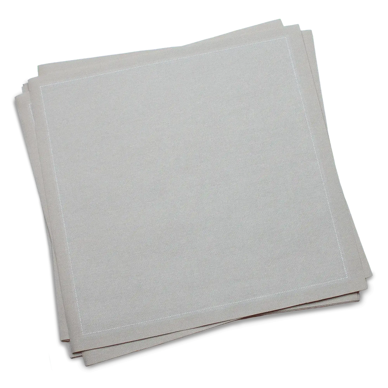 Stack of sand-colored organic cotton luncheon napkins, by Five Star Napkins.