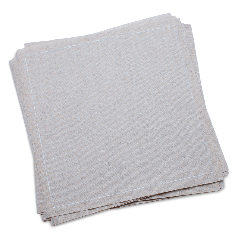 Set of natural organic cotton luxury napkins from Five Star Napkins, light beige color.