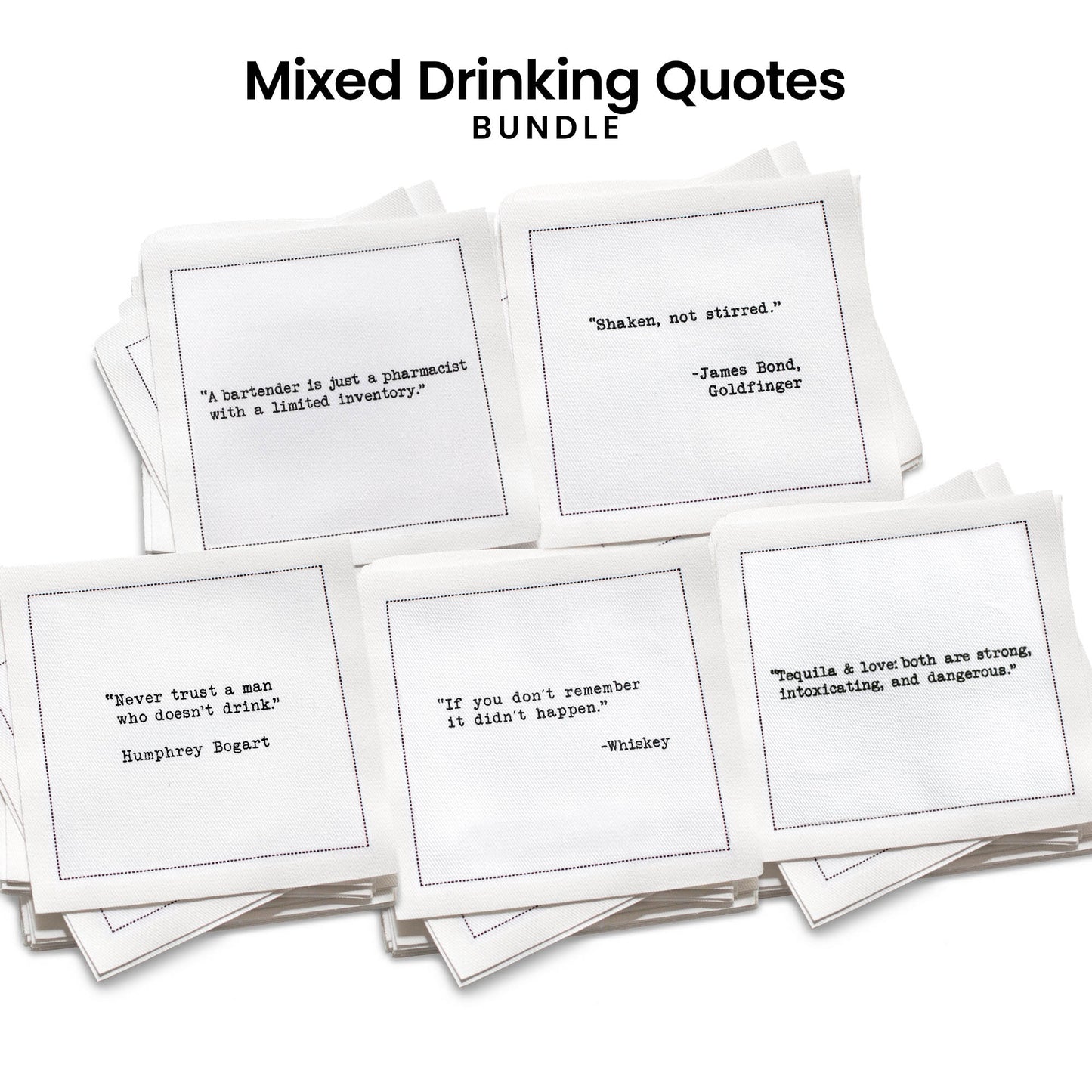 Mixed Drinking Quotes Bundle | White Napkins