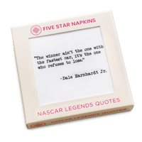 Five Star Napkins NASCAR Legends quote luxury cotton cocktail napkins in gift box