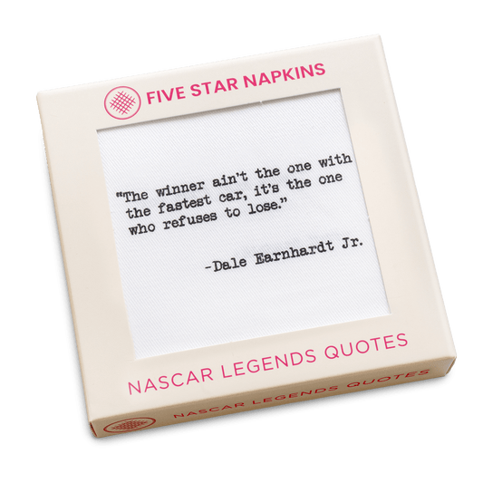 Five Star Napkins NASCAR Legends quote luxury cotton cocktail napkins in gift box