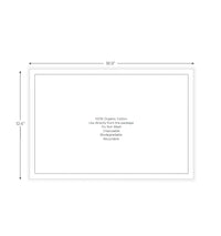 White organic cotton placemat with stitched border, 18.9 x 12.6 inches, care instructions shown