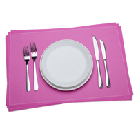 Pink luxury placemat with white plate and silver cutlery, Five Star Napkins stylish tableware
