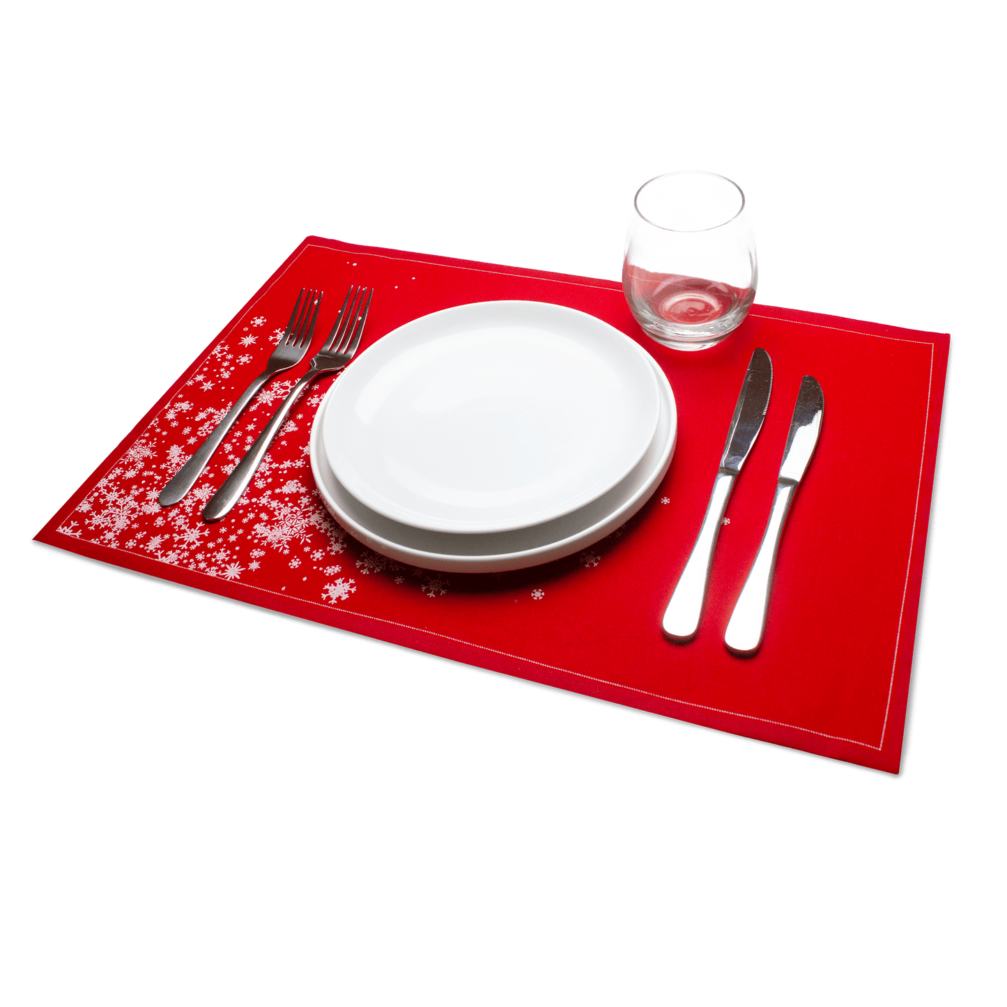 Red Snowflake Cascade Placemat Napkins