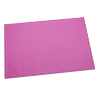 Pink organic cotton placemat with white stitched border from Five Star Napkins