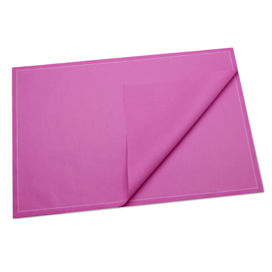 Sherbet pink luxury cotton placemat with folded corner, by Five Star Napkins