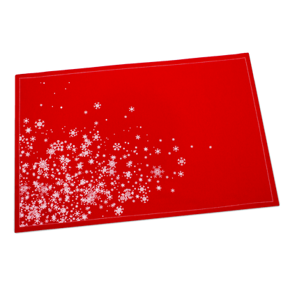 Red Snowflake Cascade Placemat Napkins - Case