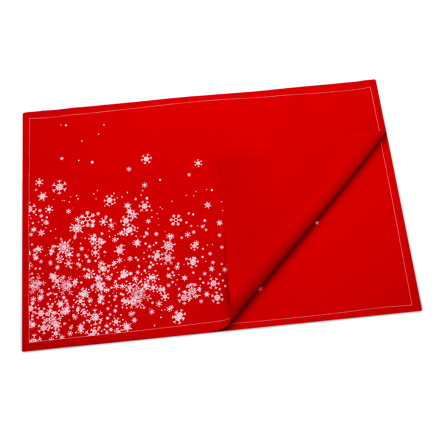 Red Snowflake Cascade Placemat Napkins - Case