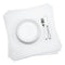 Stack of white premium organic cotton dinner napkins with a white plate, fork, and knife, by Five Star Napkins.