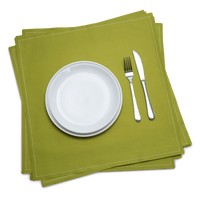 Luxury green cotton dinner napkins with white plate and silverware, Five Star Napkins