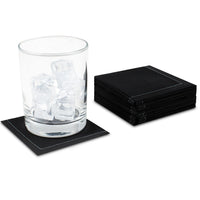 Black organic cotton cocktail napkins, 1/4 fold, with glass of ice cubes