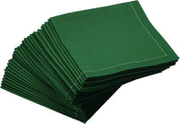 Stack of organic cotton cocktail napkins in Toreador color with stitched border