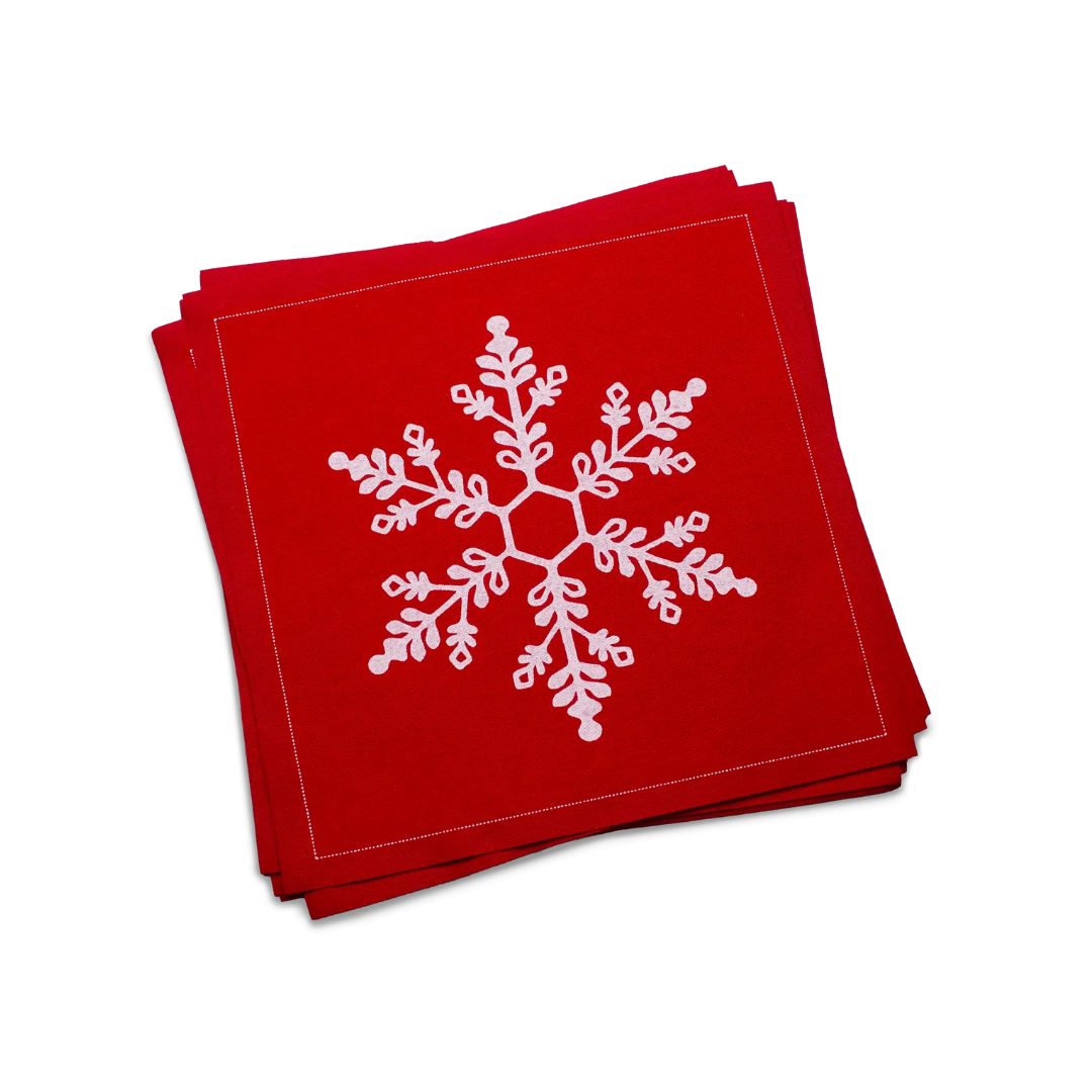Snowflake Red Luncheon Napkins