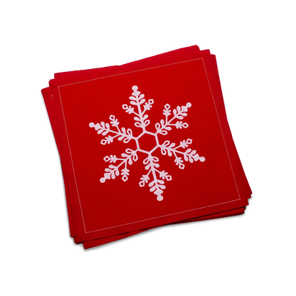 Snowflake Red Luncheon Napkins