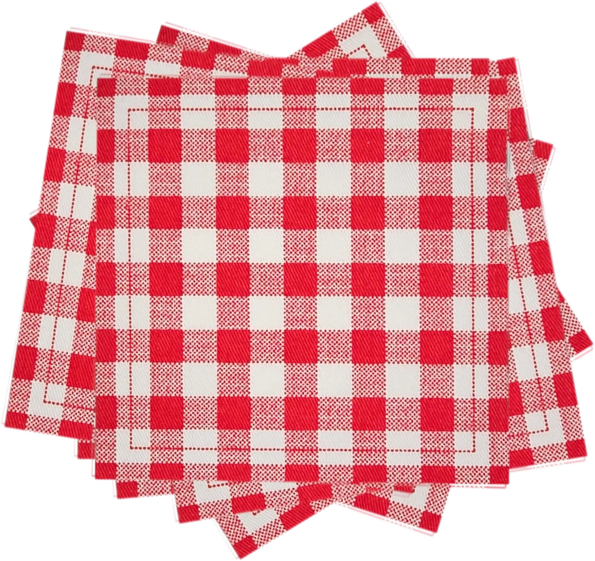 Five Star Napkins Red Vichy Cotton Cocktail Napkins, stack of red vichy patterned cocktail napkins, 4.5" x 4.5", Single Use, Case with 24 packs of 50