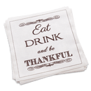 Embroidered Linen Cocktail with Hemstitch - "Eat, Drink and be Married" - 5.75" x 5.75" - 4 Units per Pack