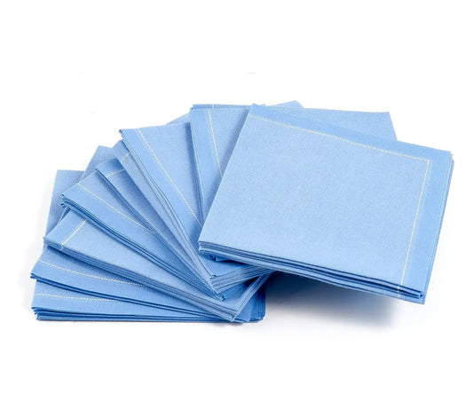 Sea Blue Cotton 1/4 Fold Cocktail Napkins - Five Star Napkins