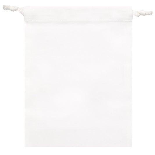 White Storage Pouch - 100% Organic Cotton - 8” x 6” Drawstring Bag - 10 Units