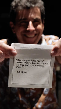 Five Star Napkins White Cotton Cocktail Napkins, singular white square cocktail napkin with man smiling, 100% Organic Cotton, 4.5" x 4.5", Single Use, 50 Units Per Pack with 25 Unique Love Quotes