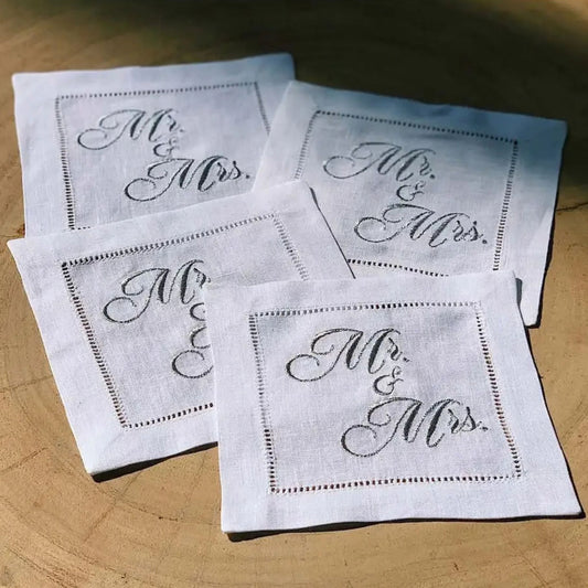 Mr & Mrs. - Linen Cocktail Napkins - Case