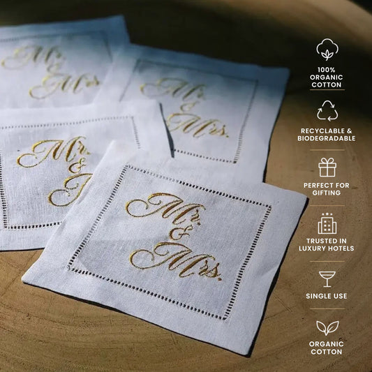Mr & Mrs. - Linen Cocktail Napkins - Case